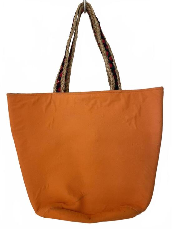 Large Woven Beach Tote Bag with Orange Cloth Back - Picture 2 of 7